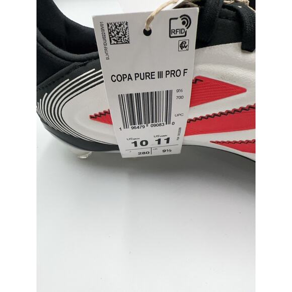 Adidas Copa Pure III Pro FG White Red Black Soccer Cleats Men’s 10 ID9042